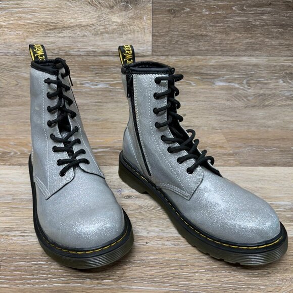 Dr. Martens 1460 Pascal Fine Glitter Combat Boot Pewter Women's Size 6 - Picture 6 of 8
